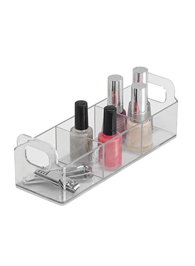 رسالم الخليج قطعتان من صندوق تخزين شفاف من الأكريليك بسماكة 4 مم و3 حجرات مع مقابض – مُنظِّم متعدد الاستخدامات للمطبخ والحمّام والمكتب ومنضدة التجميل (9 × 3 × 4 بوصات). - Image 5